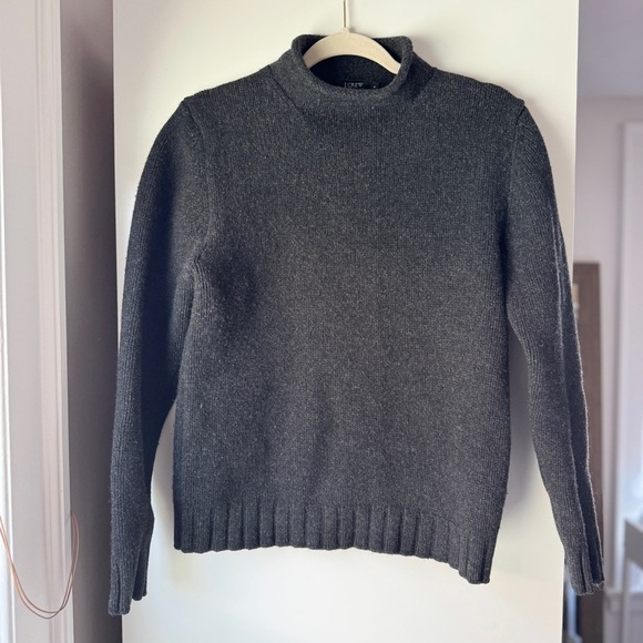 🩶 JCREW WOOL RIBBED MOCK ROLL NECK UNISEX CHARCOAL GRAY SWEATER​ - Picture 2 of 7